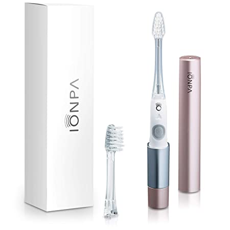 IONPA DM Pink Compact ION Power Electric Toothbrush with Travel Cap, Brushing Timer, 2 Modes, 2 Soft Extended Filament Brush Heads, Made in Japan by IONIC KISS You, Outdoor DM-011PG