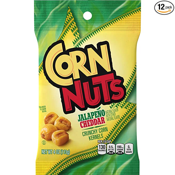 Corn Nuts Jalapeno Cheddar Crunchy Corn Kernels (4 oz Bags, Pack of 12)