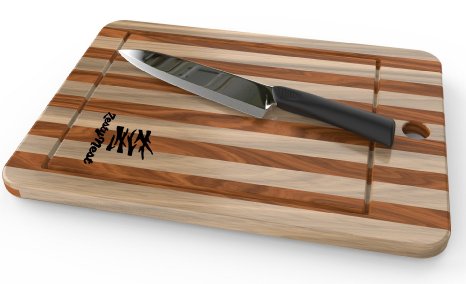 Bamboo Cutting Board With Drip Groove and Non-Slip Feet For Meat and Veggie Prep