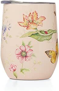 Lenox 895749 Butterfly Meadow Pink Stainless Steel Wine Tumbler, 1 Count