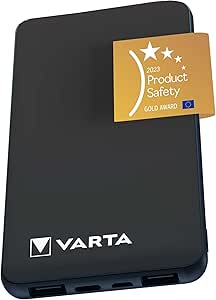 VARTA Power Bank 10000mAh, Batteria Esterna Power on Demand con 4 porte (1x Micro USB, 2x USB A, 1x USB C), compatibile con tablet & smartphone, pacco di stoccaggio in imballaggio ecologico