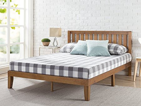 Zinus 12 Inch Wood Platform Bed with Headboard / No Box Spring Needed / Wood Slat Support / Rustic Pine Finish, Full