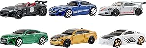 Hot Wheels Themed Multipacks of 6 Toy Cars, 1:64 Scale, Authentic Decos, Popular Castings, Rolling Wheels, Gift for Kids 3 Years Old & Up & Collectors