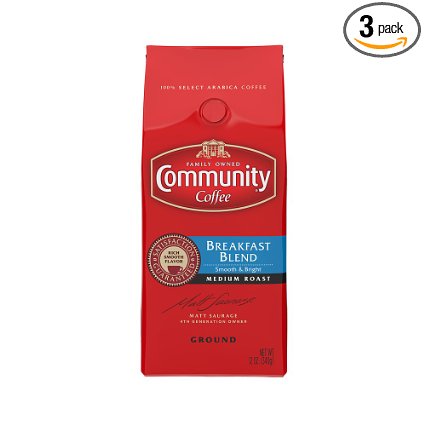 Community Coffee Premium Ground Coffee, Breakfast Blend, 12 oz., 3 Count