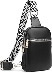 Anti Theft Small Sling Bag for Women Cross Body Bag Trendy, RFID Fanny Packs Vegan Leather for Women Travel Belt Purse (1-Black)