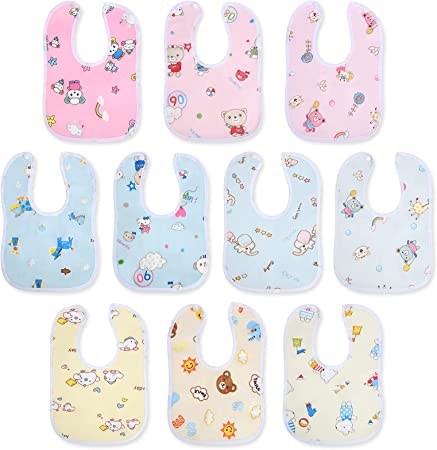 Vicloon Baby Bandana Dribble Bibs Drool Bibs, 10pc Infant Bibs Baby Teething Bibs Soft and Absorbent with Adjustable Snaps, Baby Bandana Bib Set for Unisex Newborn and Toddlers Aged 0-36 Months