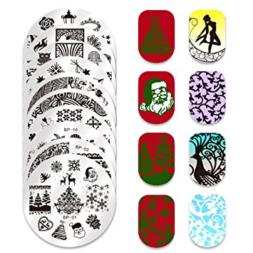 BORN PRETTY 10Pcs 01-10 Nail Art Stamp Stamping Image Plates Christmas Snowflake Art Nail Art Templates