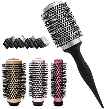 LELEKEY 4in1 Round Hair Brush Set, 1 Detachable Handle and 4 Size Barrel Head,Anti-Static Nano Thermic Ceramic & Ionic Tech for Blow Hair Drying, Styling, Curling,Straightening, Hair Volume and Shine