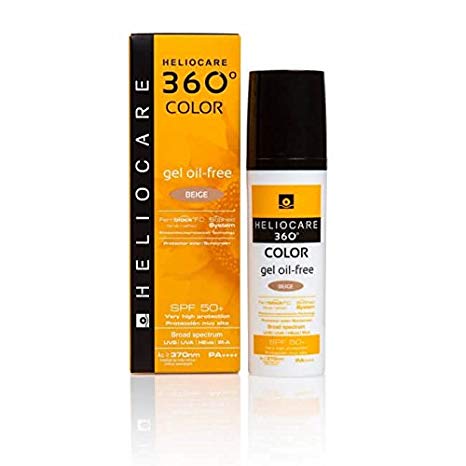 Heliocare 360° Color Gel Oil Free Spf 50  Beige 50ml - All Type of Skins - Regenerate and Moisturize Your Skin - Combat Dryness - Provides Intense and Deep Hydration