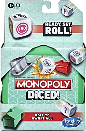 MONOPOLY Diced Game, Easy to Learn Game, Quick Game, Portable Travel Board Game, Fast Game for Kids Ages 8 and Up