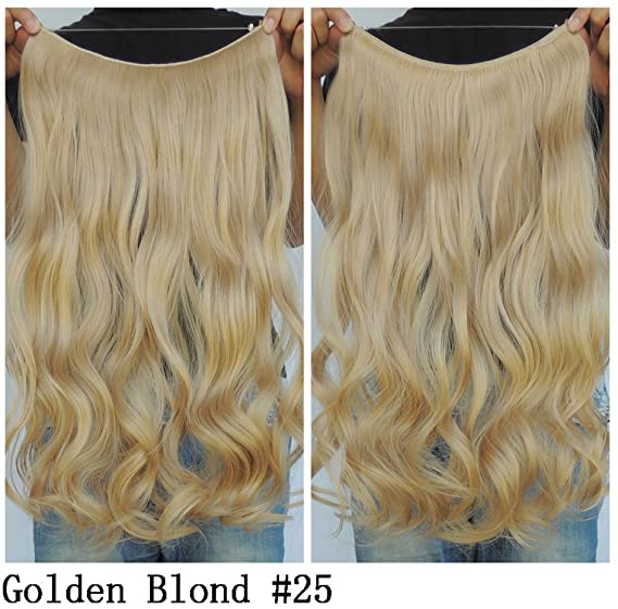 Secret Halo Hair Extensions Flip in Curly Wavy Hair Extension Synthetic Women Hairpieces 20" (Golden Blonde #25)