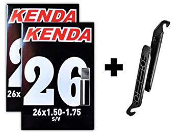 Kenda 26x1.5-1.75" Bicycle Inner Tubes - 32mm Schrader Valve (2 Tubes & 2 Nylon Levers)