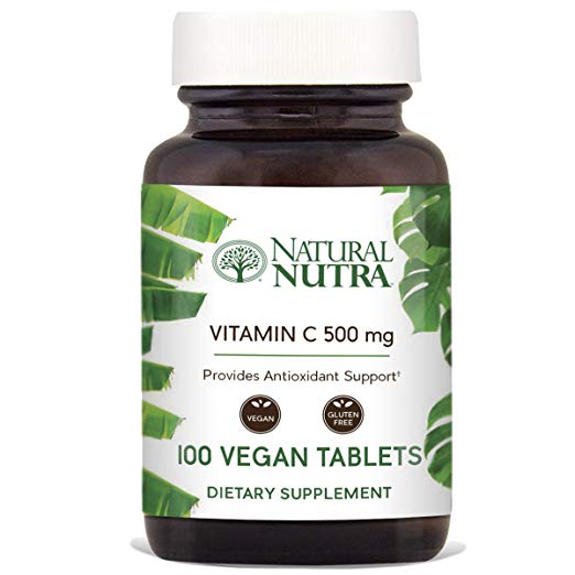 Vitamin C Supplement by Natural Nutra, Ascorbic Acid, Gluten Free Radiant Skin and Face Formula, 500 mg, 100 Tablets