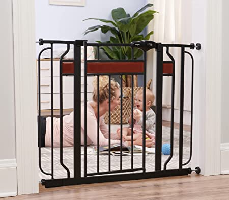 Regalo Home Accents Metal Walk-Through Safety Gate, Black