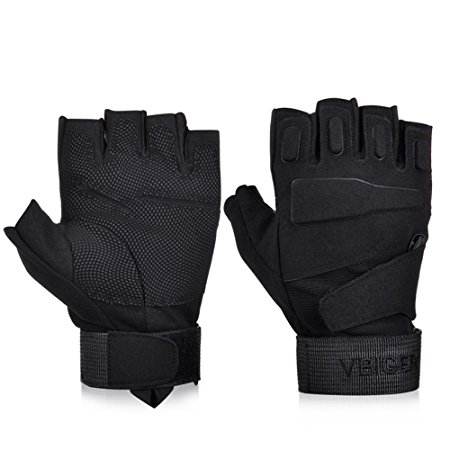 Vbiger Military Tactical Gloves Half Finger Fingerless Gloves Airsoft Cycling Motorcycle Gloves