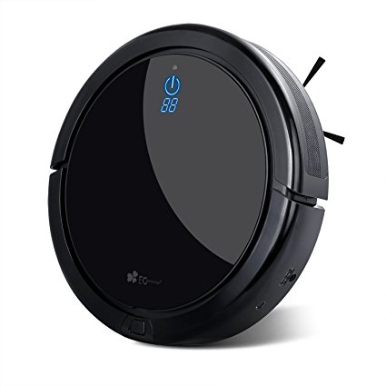 EC Technology Robotic Vacuum Cleaner High Suction Drop-Sensing Technology Automatic Floor Cleaning Robot Self Charging for Pet Hair, Dust, Hard Floor, Carpet, Black