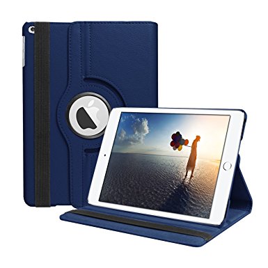 SYNTAK New iPad 9.7 2017 Case,360 Degree Rotating Stand Folio Case Heavy Duty PU Leather Impact Resistant Full Body Protective Cover for Apple New iPad 9.7 inch 2017