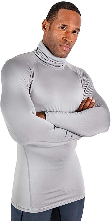 DEVOPS Men's 1~2 Pack Thermal Heat-Chain Compression Baselayer Tops Mock Turtleneck Long Sleeve T-Shirts