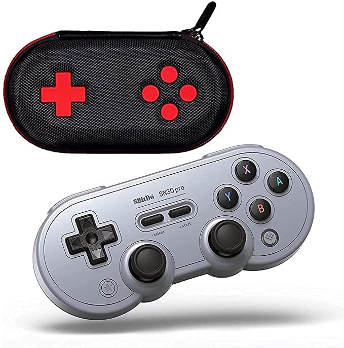 8Bitdo SN30 Pro Bluetooth GamePad with 8Bitdo Classic Travel Case Bundle - (Gray Edition)