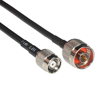 Amphenol CO-058TNCRPTN-015 Black RG58 RP-TNC Male to Type N Male Coaxial Cable, 50 Ohm, 15'