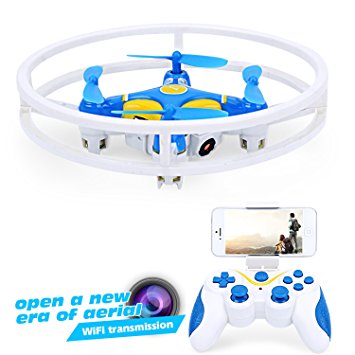 Dwi Dowellin Mini Drone With HD FPV Wifi Camera Live Video With Altitude Hold 2.4Ghz 4CH 6-Axis Gyro Anti-collision RC Quadcopter UFO Aircraft For Beginners D1 Blue