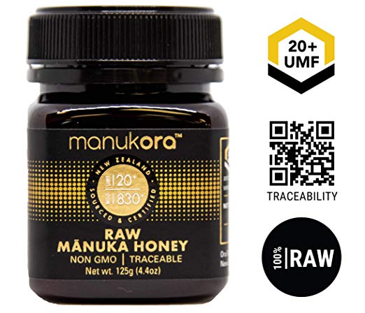 Manukora UMF 20 /MGO 830  Raw Mānuka Honey (125g/4,4oz) Authentic Non-GMO New Zealand Honey, UMF & MGO Certified, Traceable from Hive to Hand