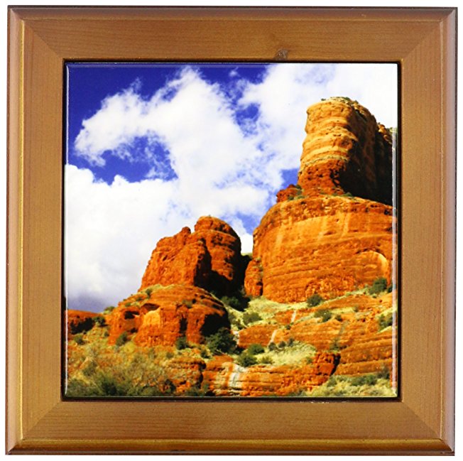 3dRose ft_88012_1 Arizona, Sedona, Red Rock formations - US03 KWI0032 - Kymri Wilt - Framed Tile, 8 by 8-Inch
