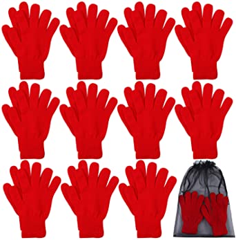 Cooraby 12 Pairs Winter Magic Gloves Stretchy Warm Knit Gloves with Mesh Storage Bag for Men or Women