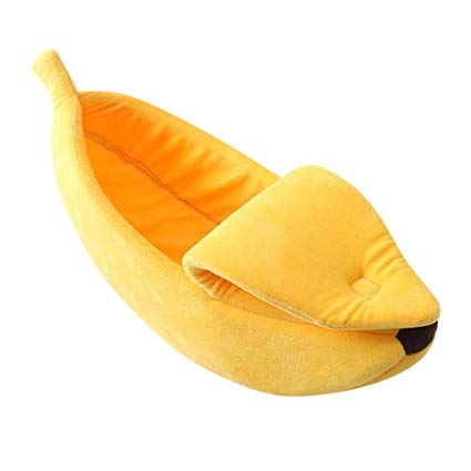 haixclvyE Creative Banana Shape Cat Nest Pet Bed Soft Warm Cat Bed for Winter Cat Tent Self-Warming Sleeping Bed Puppy Kitten Warm House Bed