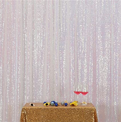 Eternal Beauty Iridescent Sequin Wedding Backdrop Photography Background Party Curtain, 5Ft X 7Ft