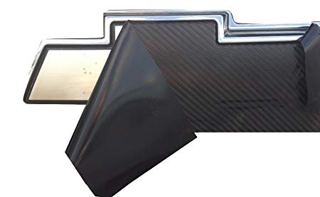 Qbc Craft Chevy Bowtie Emblem Overlay (3 Pack) Black 3M Carbon Fiber Cut-Your-Own Car Wrap Kit DIY GM Logo Easy to Install Air Release Film 12” x 4” Sheets (x3)