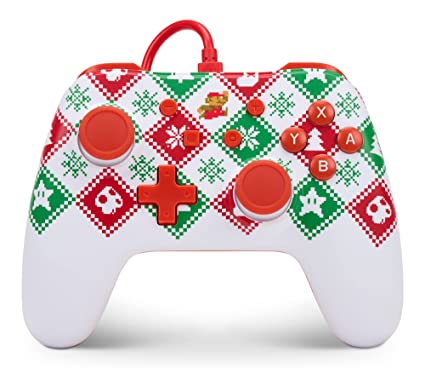 PowerA Wired Controller for Nintendo Switch - Mario Holiday Sweater, Nintendo Switch Lite, Gamepad, Game Controller, Wired Controller, Mario, Officially Licensed - Nintendo Switch