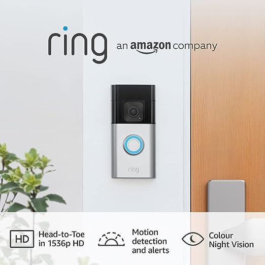 Introducing Ring Battery Video Doorbell Plus by Amazon | Wireless Video Doorbell Camera with 1536p HD Video, Head-To-Toe View, Colour Night Vision, Wi-Fi, DIY | 30-day free trial of Ring Protect