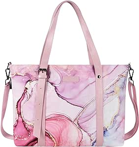 MOSISO USB Port Laptop Tote Bag (17-17.3 inch) with Adjustable Top Handle, Laptop Bag for Women, Polyester Work Travel Office Large Computer Shoulder Bag Marble MO-MBH216