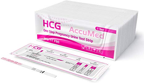 AccuMed Pregnancy (HCG) Test Strips Kit, Clear and Accurate Results, FDA Cleared and 99% Accurate, 25 Count