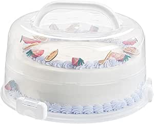 Lifewit Boite a Gateau, Boite Gateau Transport Recto Verso pour Grande Gâteaux de 27 cm ou 9 Petits Gâteaux, Cloche Gateau Plastique, Boite Bento Cake, Plat Gateau, Porte Gateau avec Poignée, Blanc