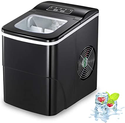 Countertop Ice Maker Machine,Compact Ice Maker with Self-clean Function,9 Cubes Ready in 6ubes Ready in 6-8 Minutes,26lbs/24hrs,Portable Ice Cube Maker with Ice Scoop and Basket