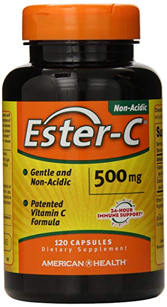 American Health Ester-C Capsules - 24-Hour Immune Support, Gentle On Stomach, Non-Acidic Vitamin C - Non-GMO, Gluten-Free - 500 mg, 120 Count, 60 Servings