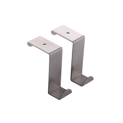 KES Stainless Steel Reversible Over the Door Hook Removable Cubicle Coat Hook 1.5 MM Extra Thick with Screw Hole, Brushed Finish 2 Pack, A8060-P2