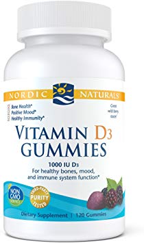 Nordic Naturals Vitamin D3 Gummies, 1000 iu, Wild Berry, 120 Capsules