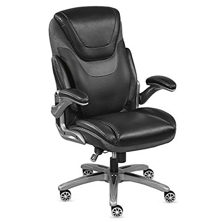 Black Faux Leather Executive Chair with Flip Arms - NBF Signature Series Avanti Collection