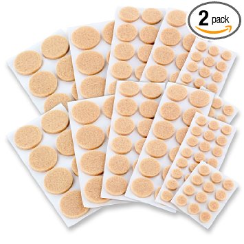 Assorted Furniture Felt Floor Protector Pads, Pack of 152 - Natural