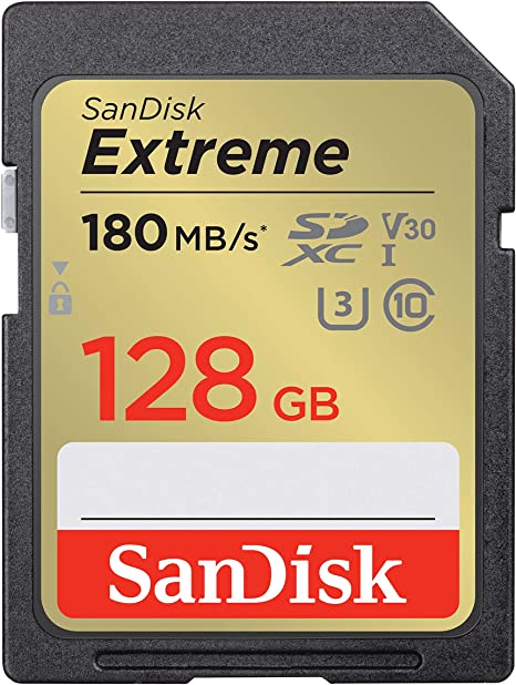 SanDisk 128GB Extreme SDXC UHS-I Memory Card - C10, U3, V30, 4K, UHD, SD Card - SDSDXVA-128G-GNCIN