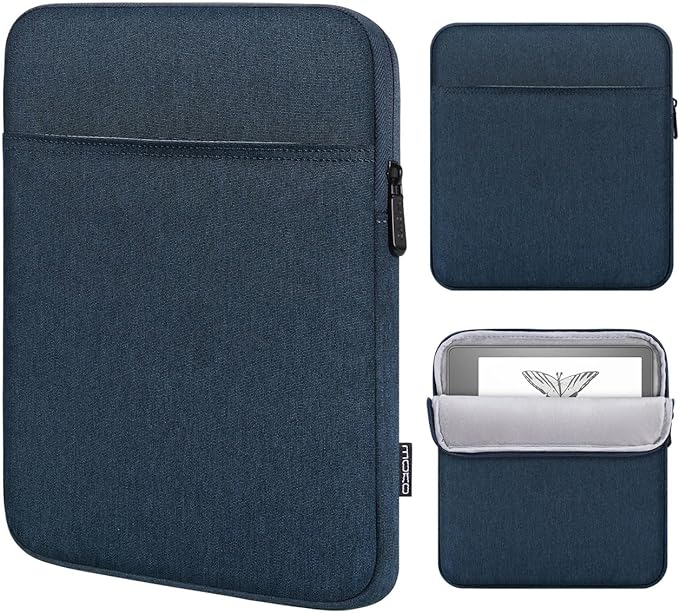 MoKo Tablet Sleeve Compatible with Kindle Scribe 10.2 inch 2022 Release, Protective Bag Carring Case Portable Sleeve with Dual Pockets and Pen Holder, Scratch-resistant Soft Fluffy Lining, Indigo