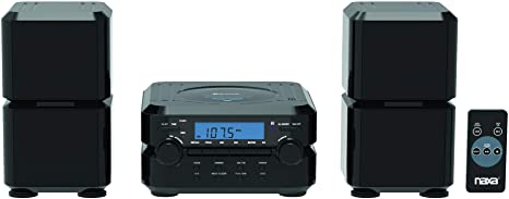 Naxa Electronics NS-441 Wireless Bluetooth Digital Cd Microsystem with LCD Display, Black