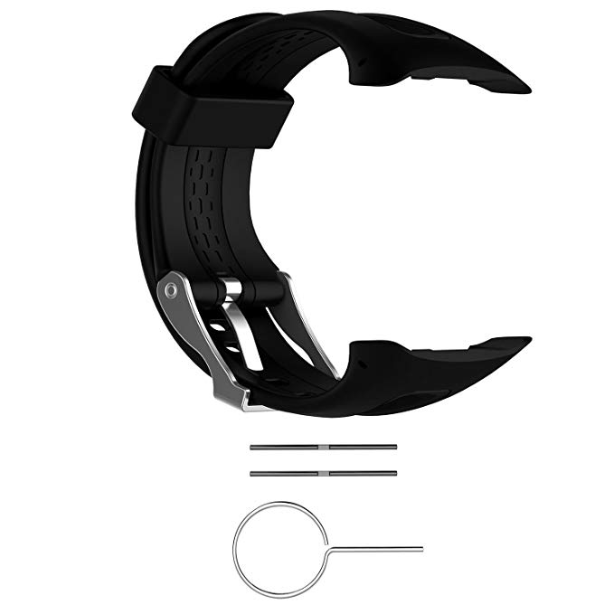 Replacement Band for Garmin Forerunner 10/15 For Women/Man - TenYun Silicone Wristband Strap/Bands for Garmin Forerunner 10/Garmin Forerunner 15 (Black, Large Size 0.98" x 0.94")