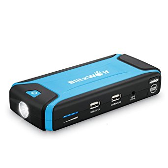BlitzWolf 12000mAh 400A Peak Current Ultra Compact Multi Function Car Jump Starter Dual USB Port Power Bank Portable Battery Charger with LED Flashlight