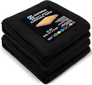 Zuperia 2 Pack Black Canvas Tarp 7 x 9.5 ft, 22 Mil with Hooks, Water Resistant, Heavy Duty Tarp, Multipurpose Tarp Cover for Canopy Tent, Camping tarp, Woodpile (Black)