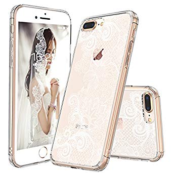 iPhone 8 Plus Case, Clear iPhone 7 Plus Case, MOSNOVO White Floral Lace Henna Mandala Pattern Clear Design with TPU Bumper Protective Case Cover for iPhone 7 Plus (2016)/iPhone 8 Plus (2017)