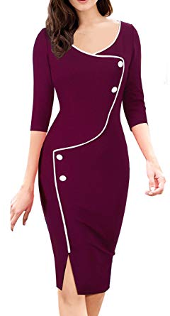 HOMEYEE Women's Retro 3/4 Sleeve Formal Evening Cocktail Pencil Dress B329